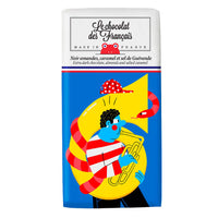 dark chocolate bar with snake and trumpet packaging